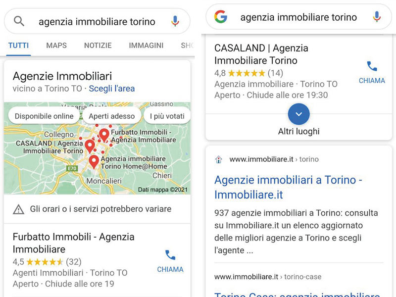 SERP immobiliare e risultati My Business